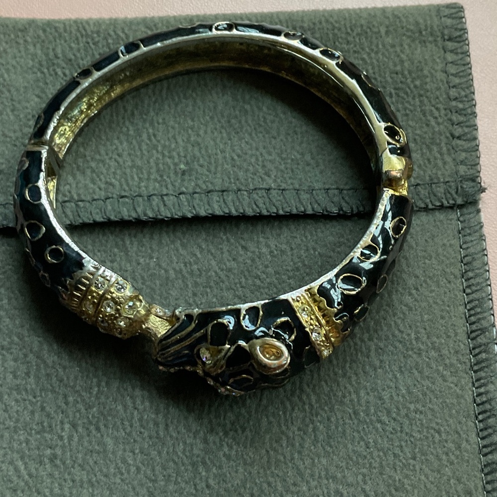 Elegant Black and Gold Bangle Bracelet